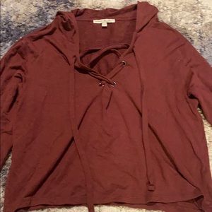 EXPRESS  cross neck hooded sweatshirt